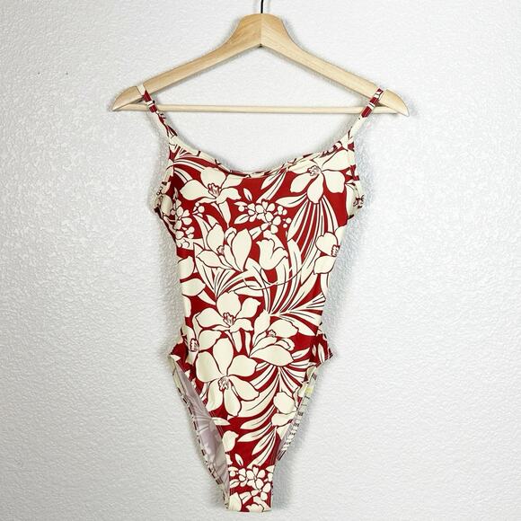 Summersalt Womens The Classic One Piece Swimsuit in Red Floral Print Size 2 - Picture 2 of 12